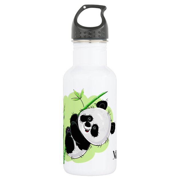 PERSONALISED  Water Bottle Kawaii Cute Panda Bear Kids your own Name unique 